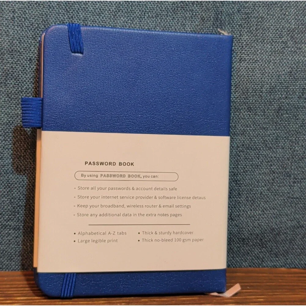 Password Book Internet Logbook Organizer Alphabetical Tabs Blue 4x5